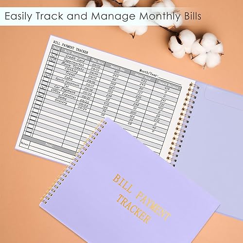 Miniatura 2 de HAUTOCO Bill Tracker - Cuaderno mensual de pagos de facturas para presupuestos personales y financieros del hogar con 2 bolsillos de almacenamiento,