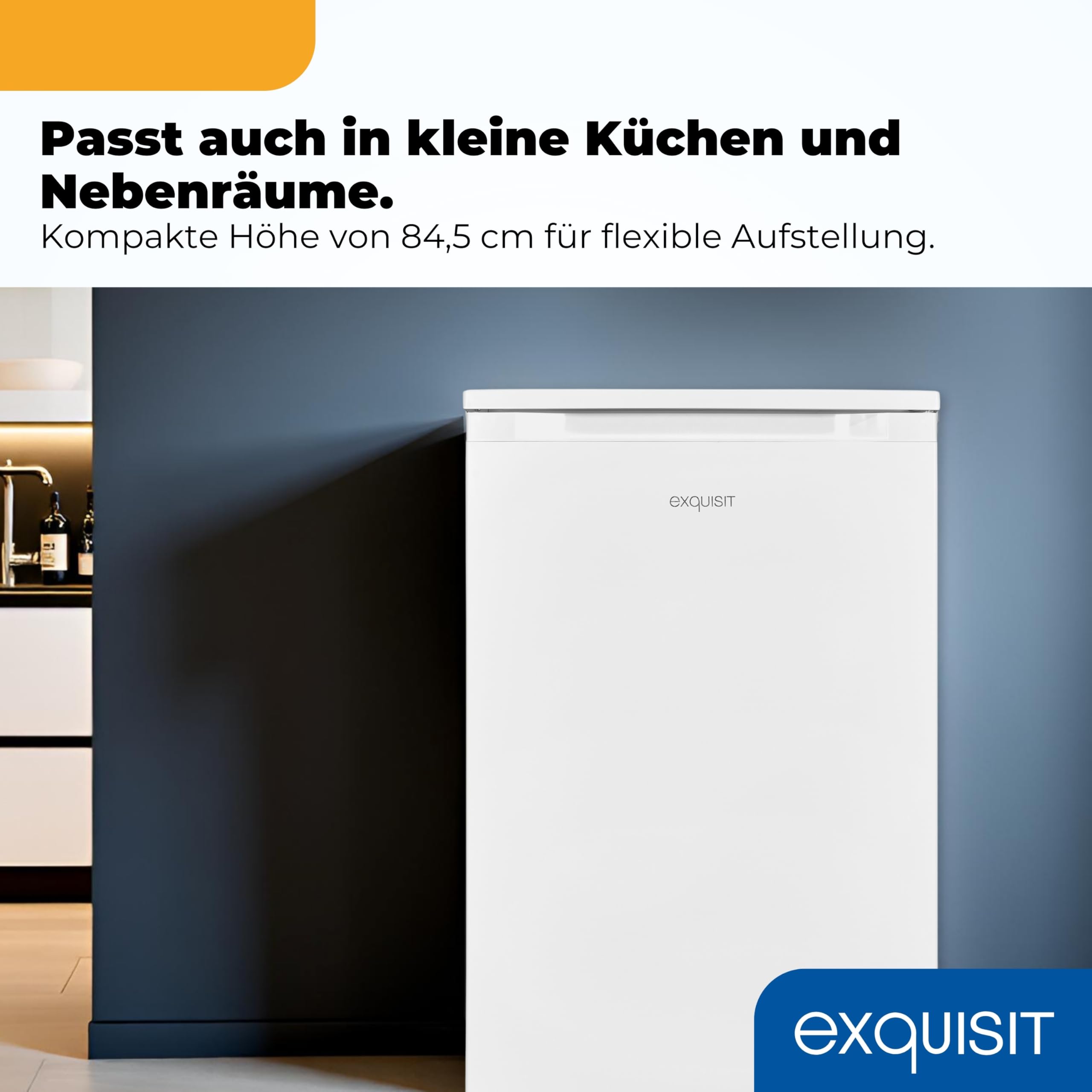 Exquisit GS81-050C Gefrierschrank - 85 l Nutzinhalt, Energieklasse C, Weiß | Freistehender 4-Sterne Gefrierschrank, kompaktes Standgerät mit 3 Schubladen, wechselbarem Türanschlag und 39 dB Lautstärke