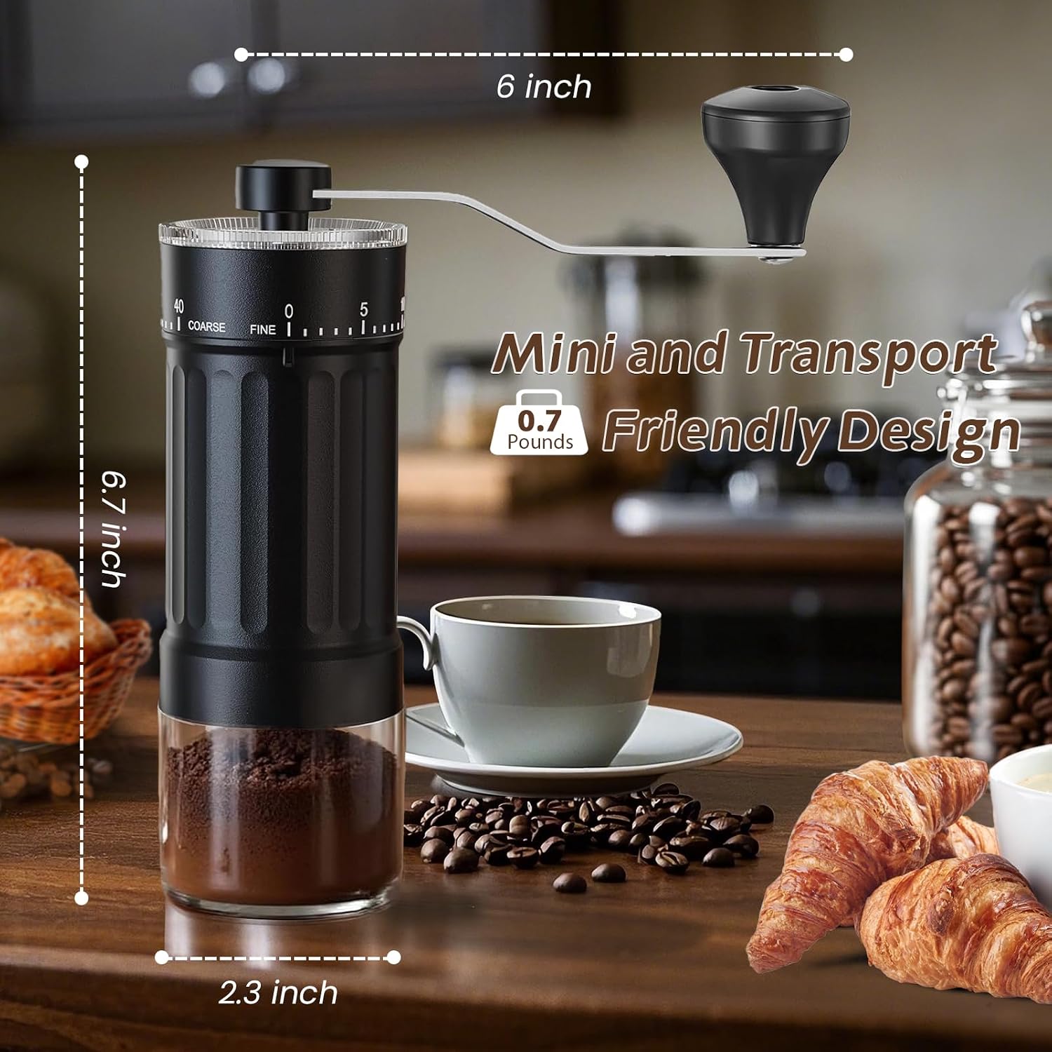 Manual Coffee Grinder, 40 External Grind Settings, Ceramic Conical Burr