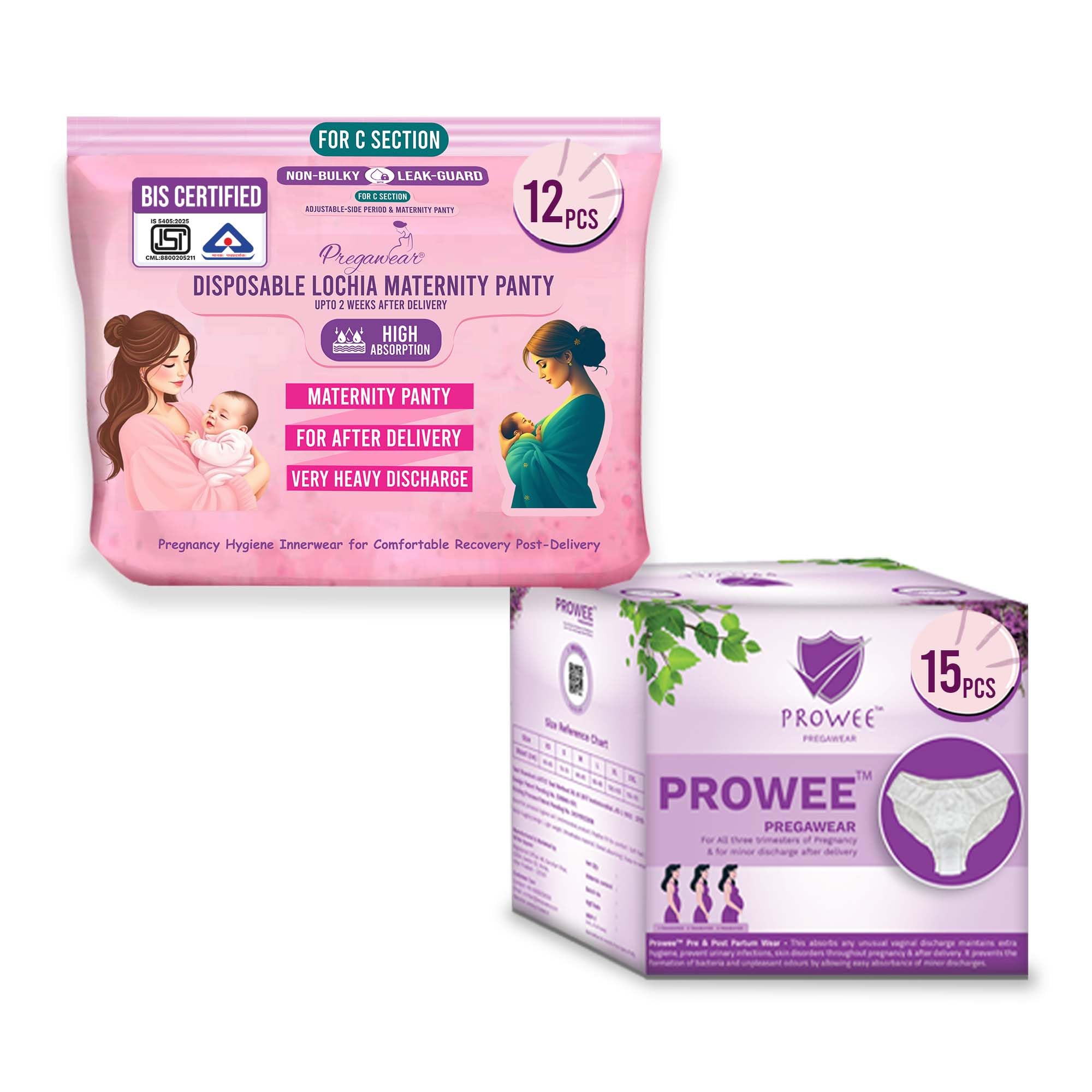 PROWEE|Pregawear Lochia Maternity Panty C Section(15) & Regular Panties(15) Combo, Soft, Breathable, Leak-Proof Underwear for New Mothers| Heavy & Light Daily Discharge Pregnancy-image-34