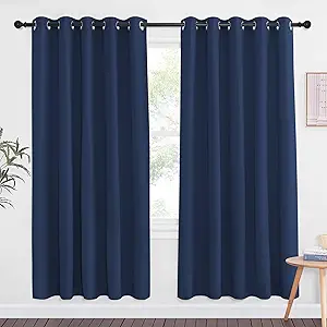NICETOWN Blackout Curtain Panel 72" L - Window Treatment Energy Saving Thermal Insulated Solid Grommet Blackout Drapes for Living Room (Navy, 1 Panel, 66 by 72-Inch)