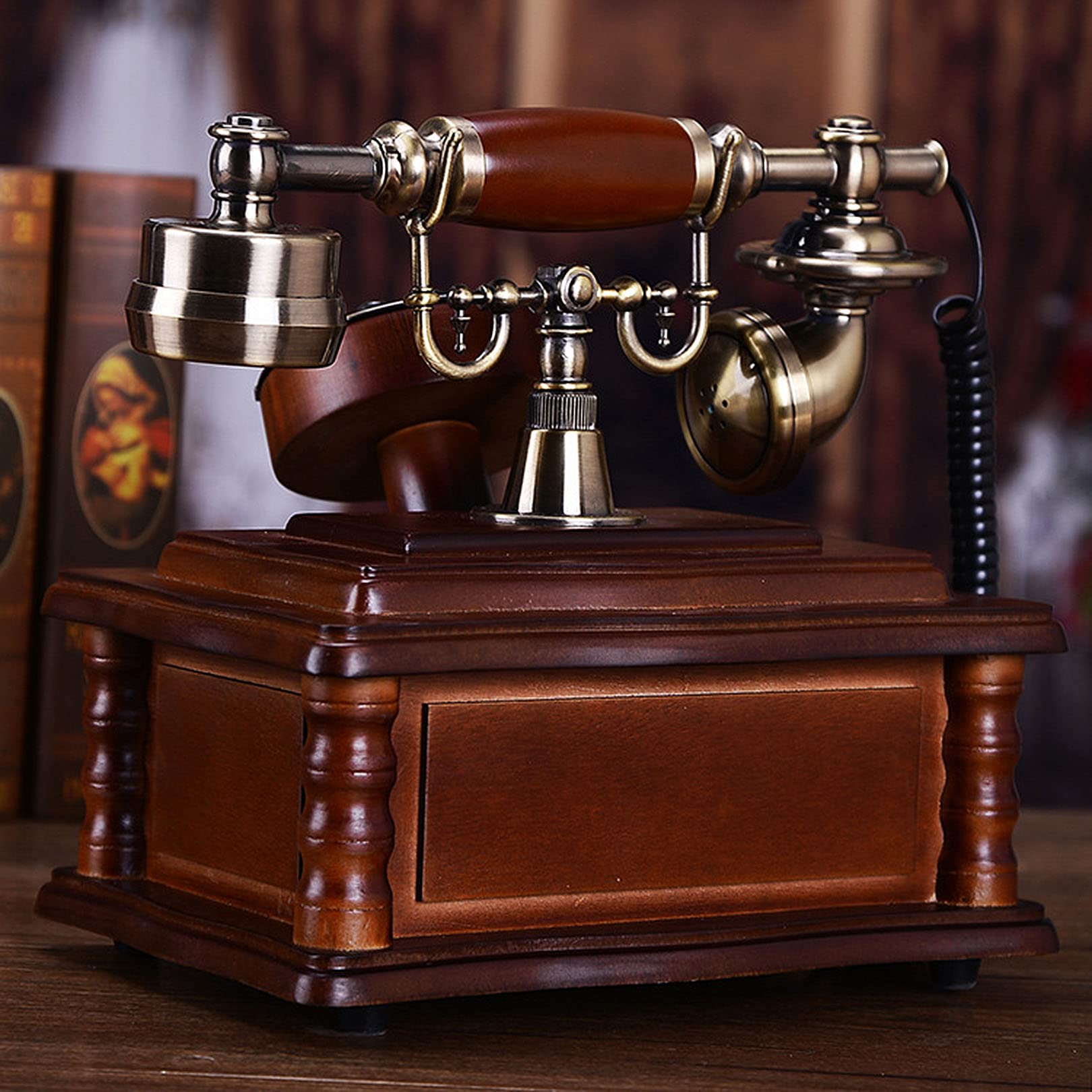 Wielofunkcyjny, zabytkowy, analogowy telefon przewodowy, telefon retro, telefon domowy, telefon stacjonarny z identyfikacją dzwoniącego