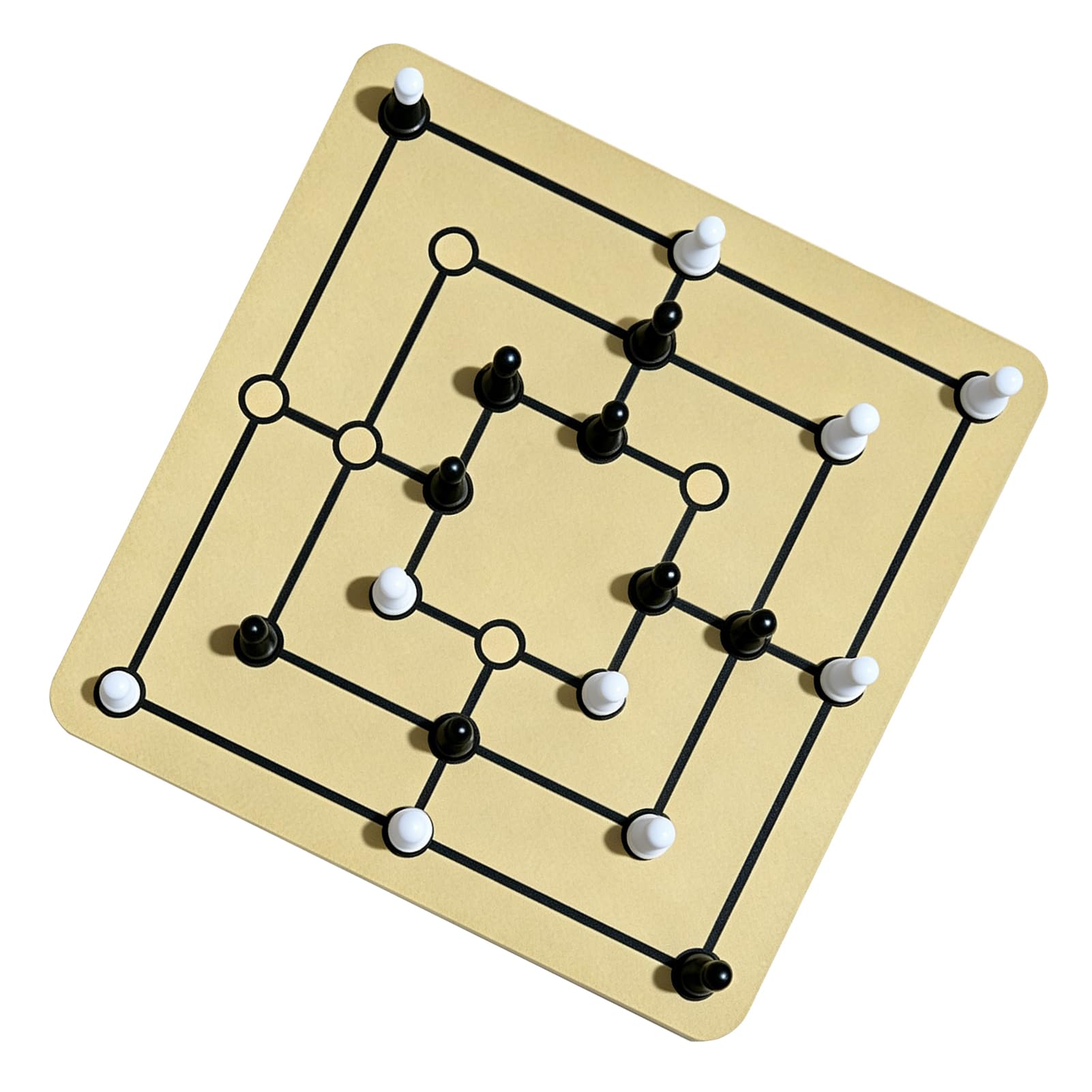 Yctze Gioco da Tavolo Nine Mens Morris, Set in Legno 24cm for Adulti e | Materiale durevole, facile da imparare, gioco per famiglie, gameplay strategico