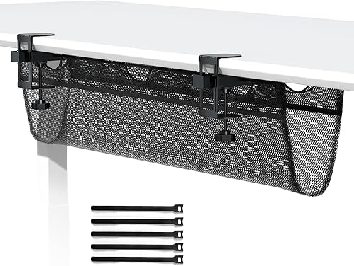 PUTORSEN Red de organización de cables, red de cables de 36 pulgadas con abrazadera debajo del escritorio, organización de cables sin taladrar para