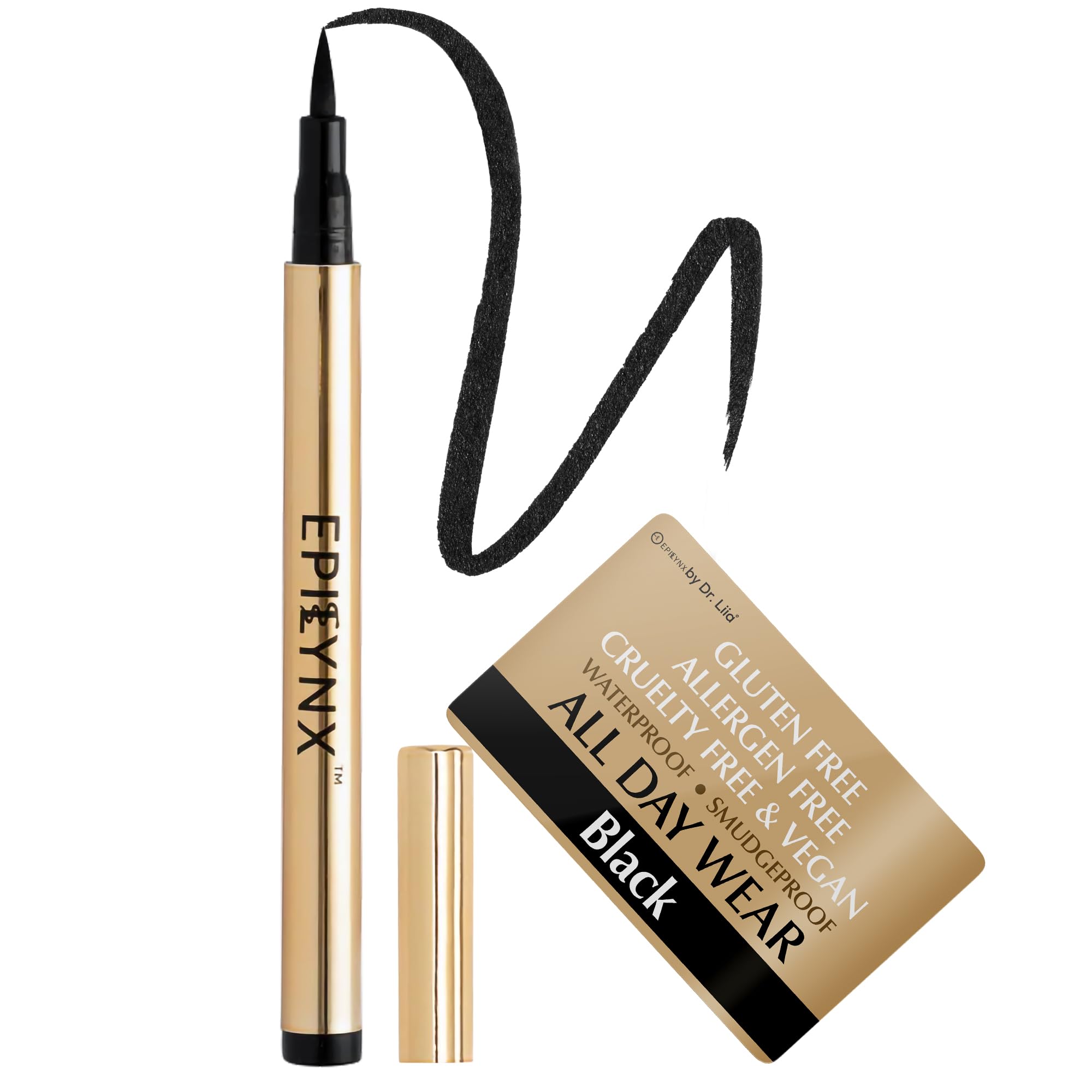 EPILYNX Waterproof Liquid Eyeliner - Smudge-Proof, Long-Lasting Vegan Liquid Eyeliner Pen with Precision Tip for Smooth Application, Gluten-Free, Hypoallergenic Eye Liner - 2mL Black
