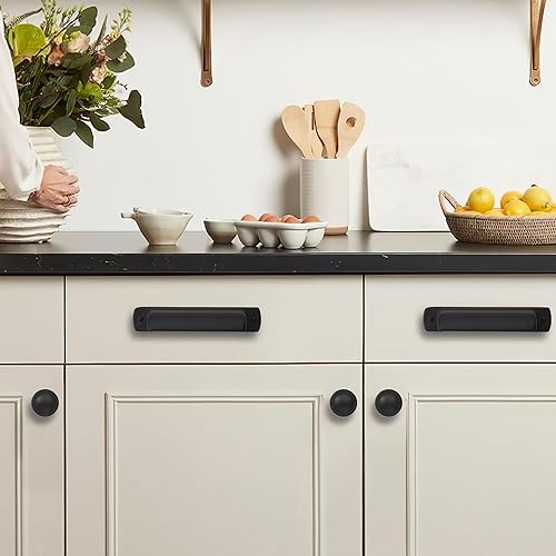 Miniatura 5 de khtumeware Paquete de 10 tiradores de cajón de 3 pulgadas, color negro mate, tiradores de taza de gabinete, manijas de gabinete de cocina, manijas