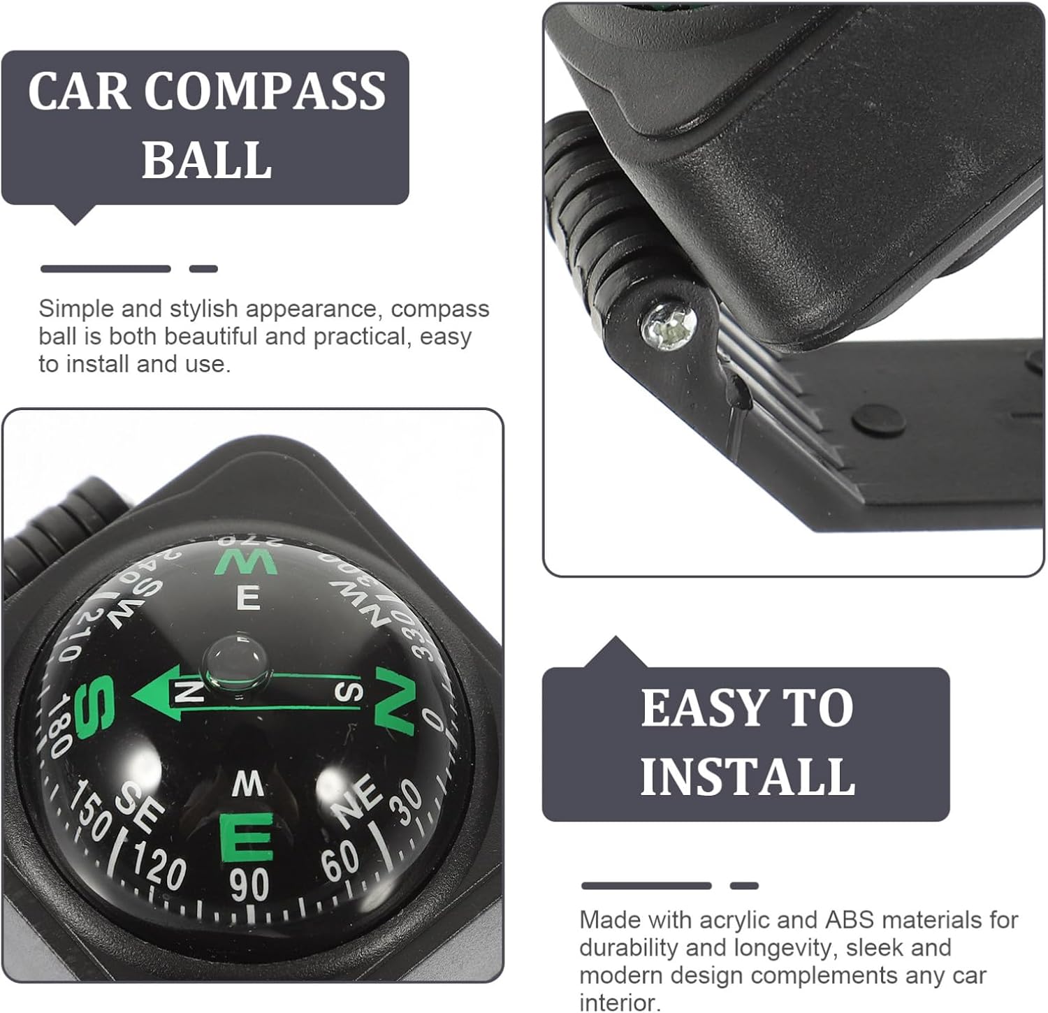 NOLITOY Car Dashboard Compass Ball Portable Outdoor Automotive Compass Directional Tool for Travel Adventure
