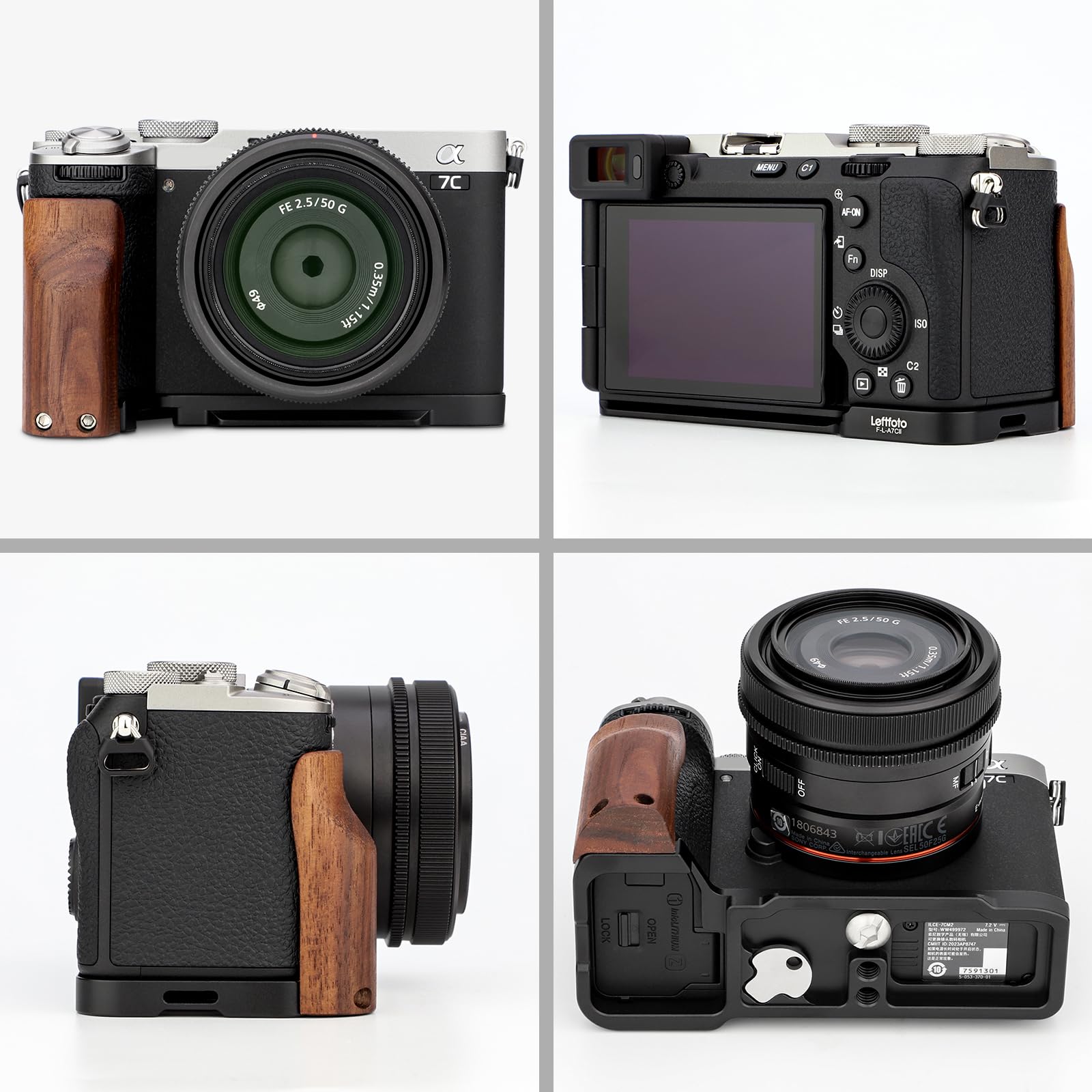 Amazon | LEFTFOTO A7CR ハンドグリップ L字型ブラケット 木製グリップ
