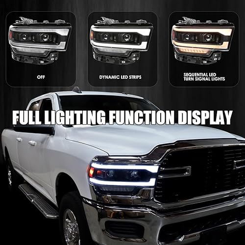 Vista 11 de SPEC-D TUNING Faros delanteros cromados de doble proyector con señal de giro LED secuencial y animación de arranque compatible con Dodge Ram 2500