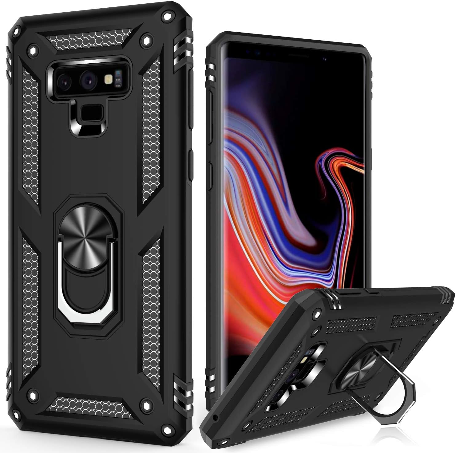 LUMARKE Galaxy Note 9 Case,Pass 16ft Drop Test Military Grade Heavy Duty Cover with Magnetic Kickstand Compatible with Car Mount Holder,Protective Phone Case for Samsung Galaxy Note 9 Black