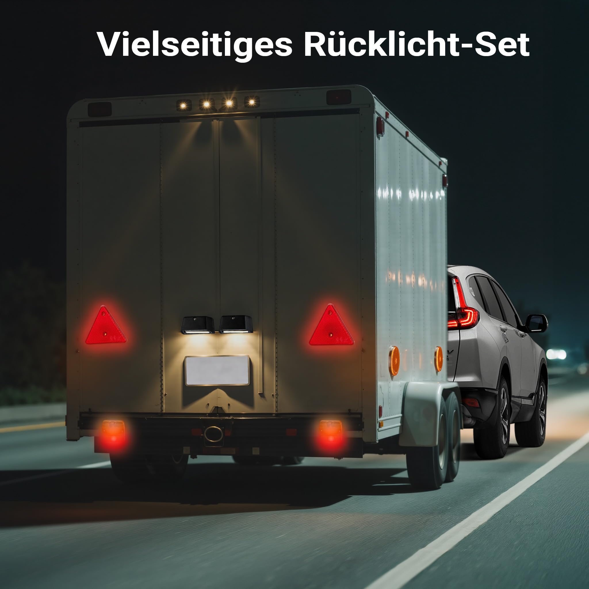 Wiltec Rückleuchten Set für Anhänger 12-teilig, 7-poliger Stecker mit 5 m Kabel, Rücklicht mit E-Prüfzeichen, Anhängerbeleuchtung