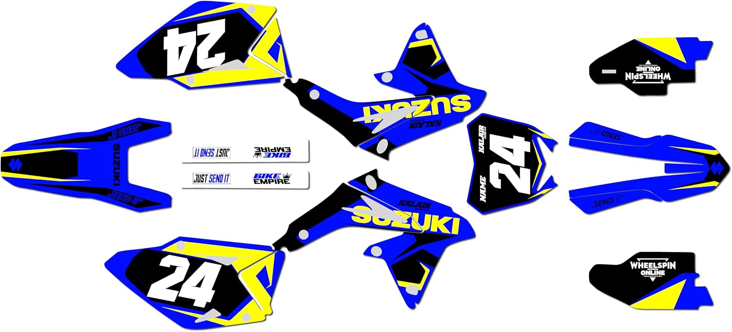 Graphics Kit for Suzuki RMZ450 (2008-2017) Instinct Series Blue 16 Mil-Dirt Bike Custom Racing Graphics Decals Stickers Kit, no-Plastics