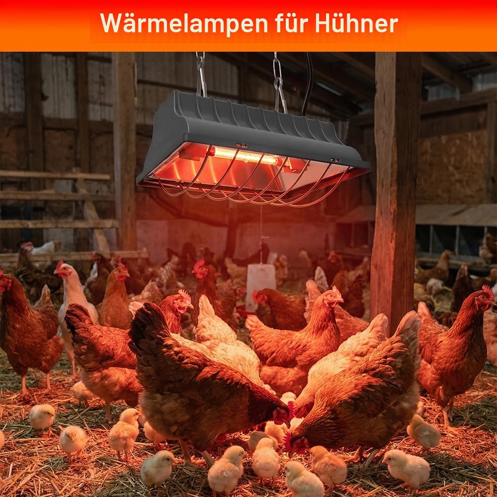 Golgner Rotlichtlampe Wärmelampe für Küken, 175W Heizlampe Hühnerstall, Wärmelampe Hühner, Wärmelampe Tiere, Ferkellampe Kückenlampe mit Schalter, für Küken, Ferkel, Welpen, Enten