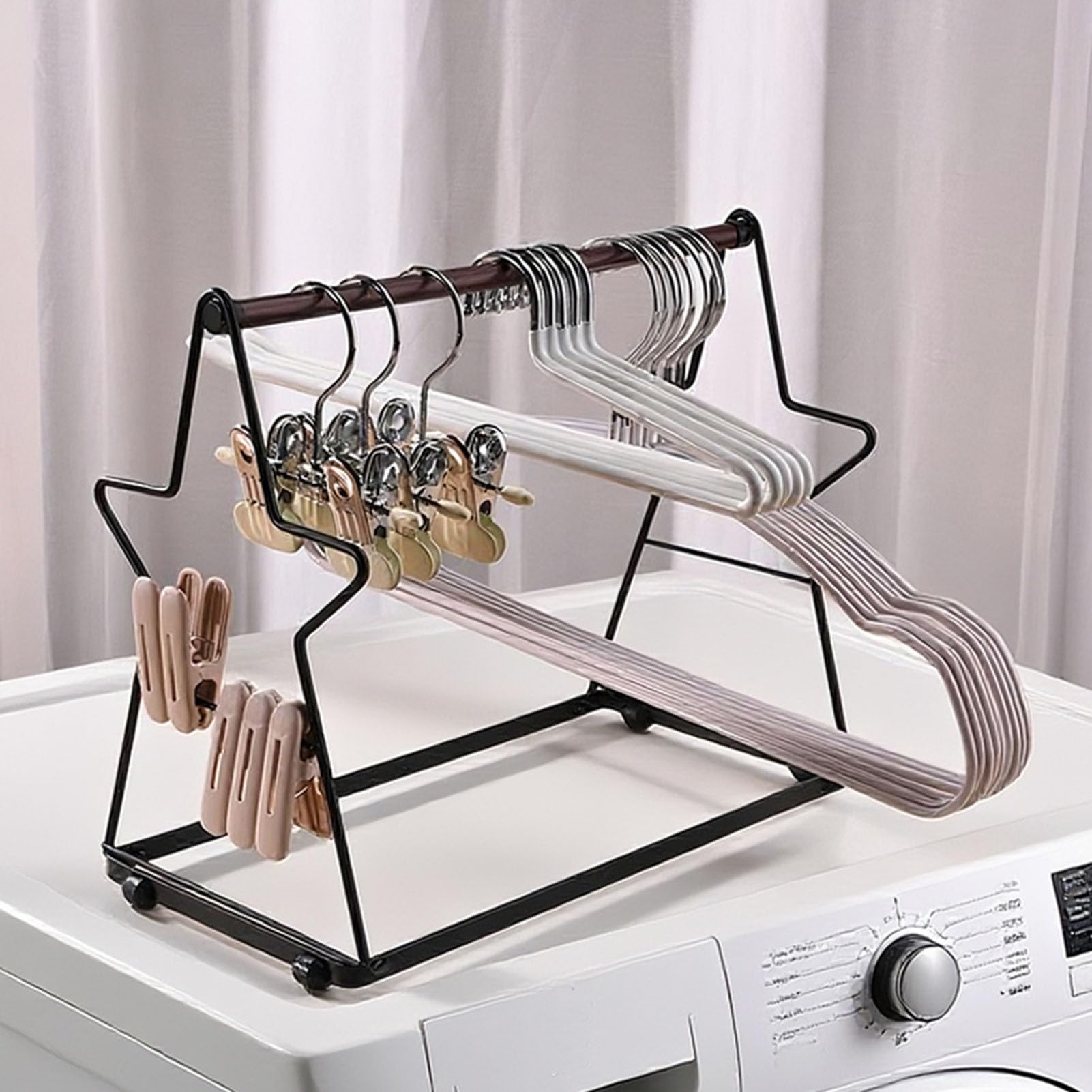 Apilador De Perchas De Ropa, Organizador De Almacenamiento De Perchas De Metal con Capacidad For hasta 50 Perchas Universales, For Lavandería Y Dormitorio(White)