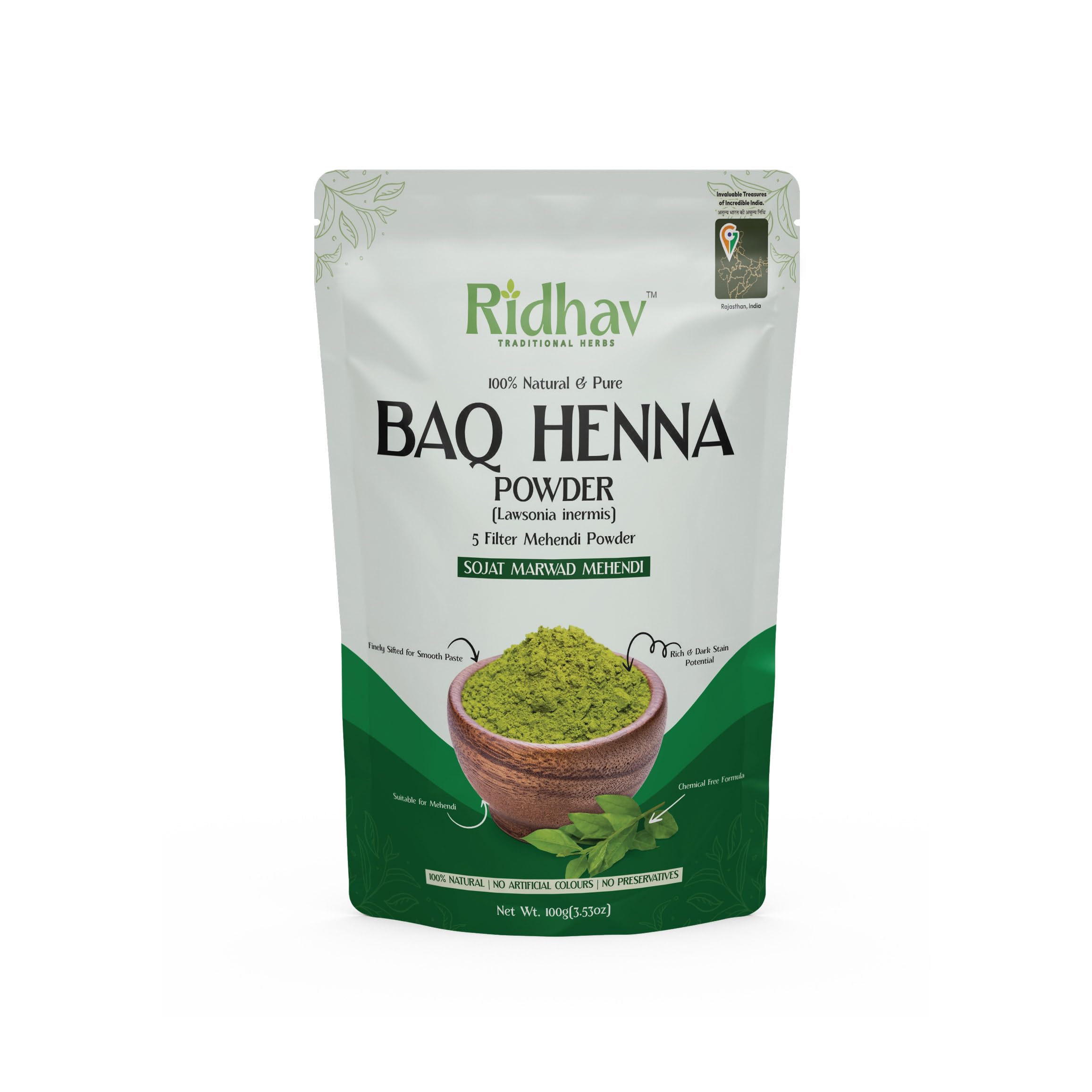 BAQ Henna Powder 100gm for Hand Mehendi | Smooth and Fine Herbal Mehndi Powder for Dark Stain | Traditional Mehandi Powder for Bridal and Festival Use-image-39