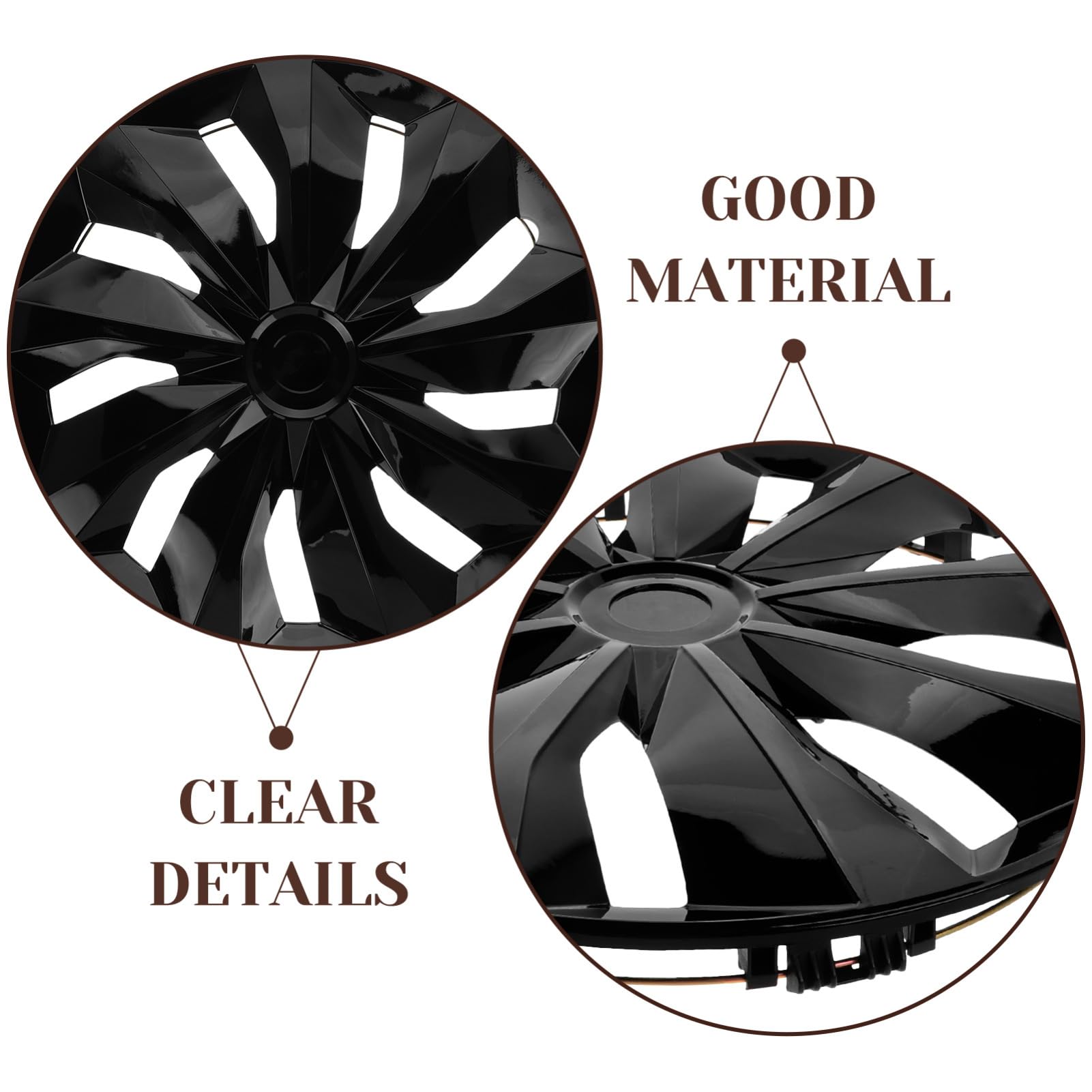 iplusmile Enjoliveur De Roue 15 Pouces Noir Couvre-Moyeu Universel pour Jantes Voiture Accessoire Extérieur Facile À Installer Protection Durable