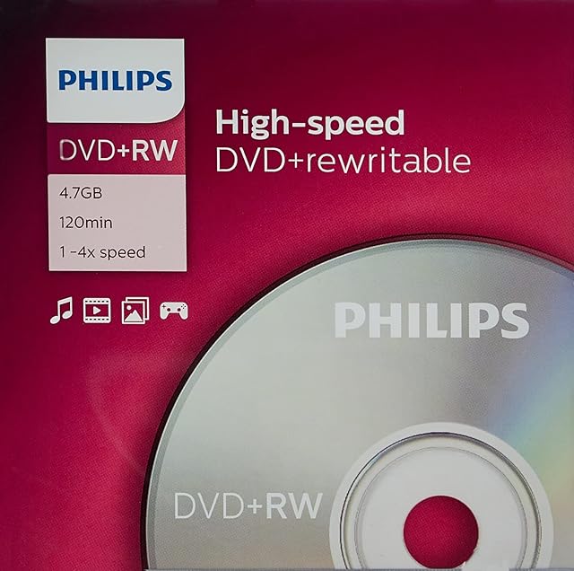 Philips DW 4 S J 05 °F/10 DVD + RW 4.7GB Data/120 Min Video 4x High-Speed, Pack of 5