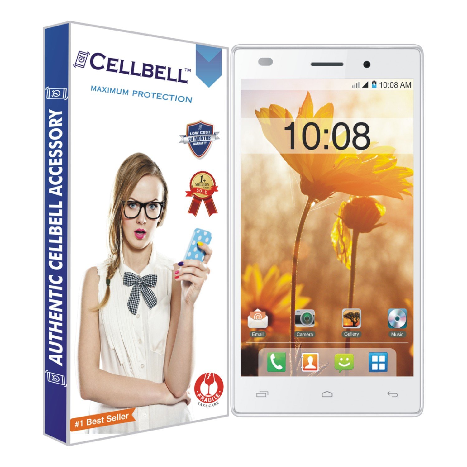 CELLBELL Shatterproof, Glossy-Finish Screen Protector for Intex Aqua 3G - Transparent