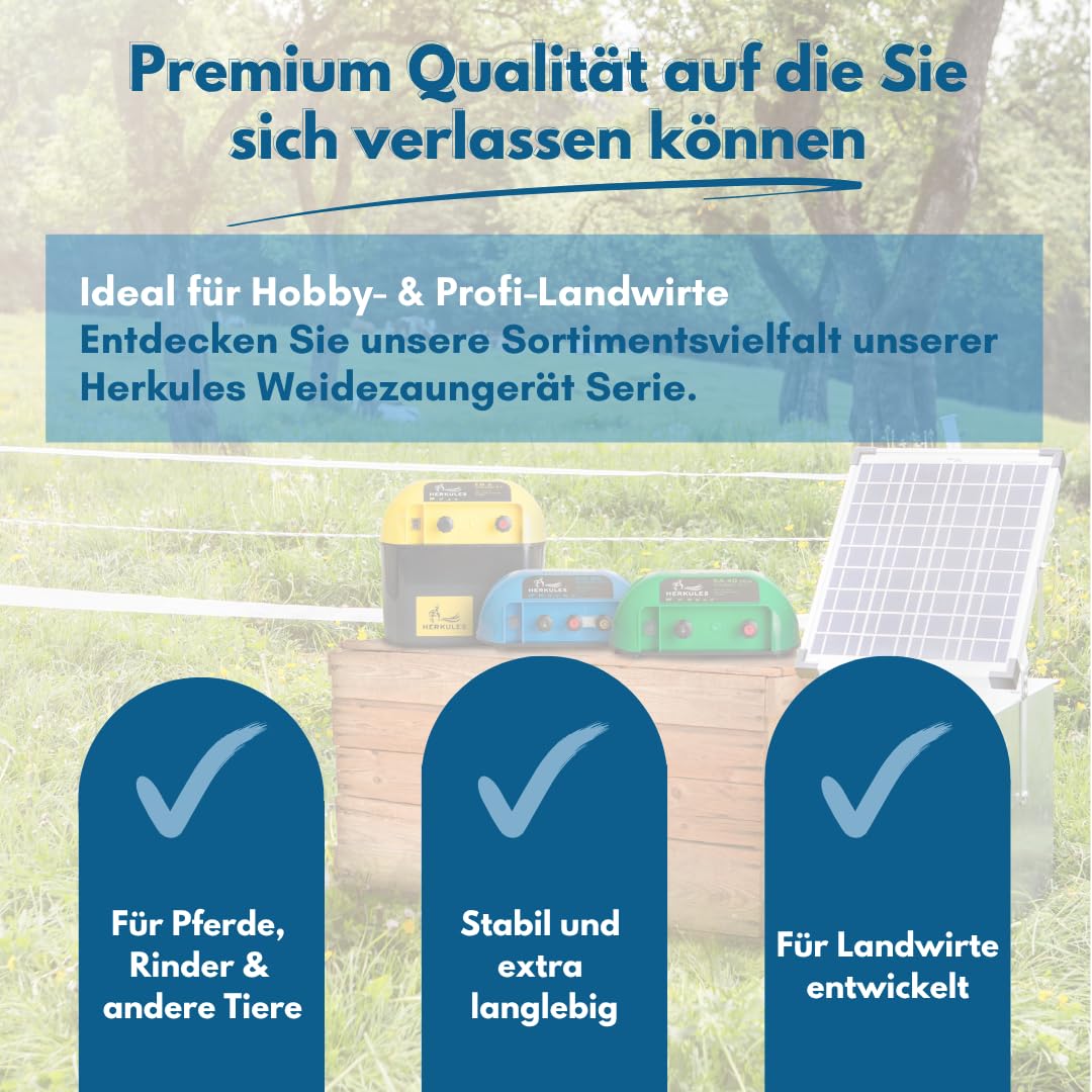 Herkules Weidezaungerät SN 40 - Starkes 230V Netzgerät - Elektrozaungerät für bis zu 25 km Zaun - Weidezaun Stromgerät mit 7500 V Leistung - Robustes Weidegerät für Rinder, Pferde, Schafe & Geflügel