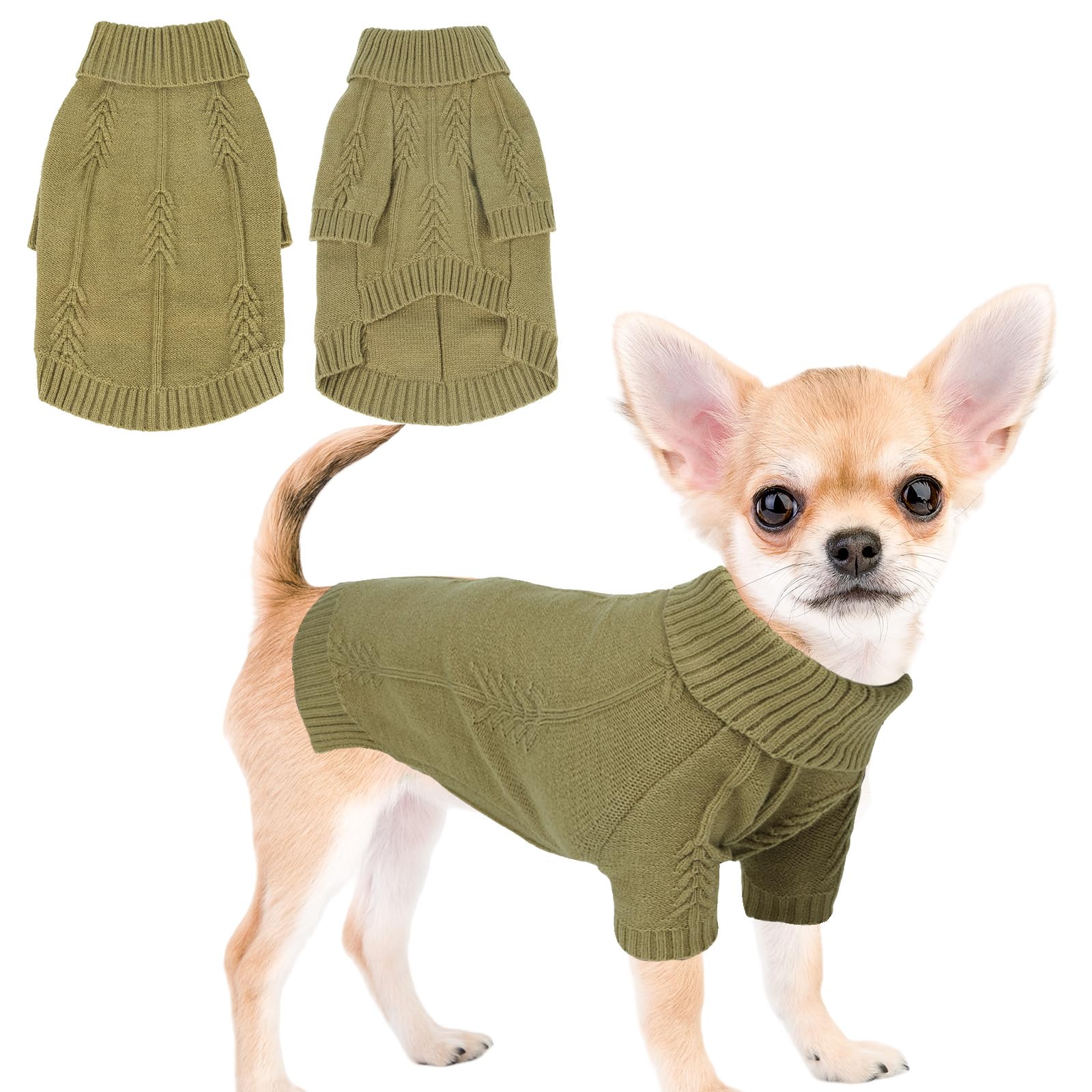 Pull à manches longues pour chien DELIFUR tricot vert taille S