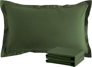 NTBAY Queen Pillow Shams, Set of 2, Microfiber, Olive Green