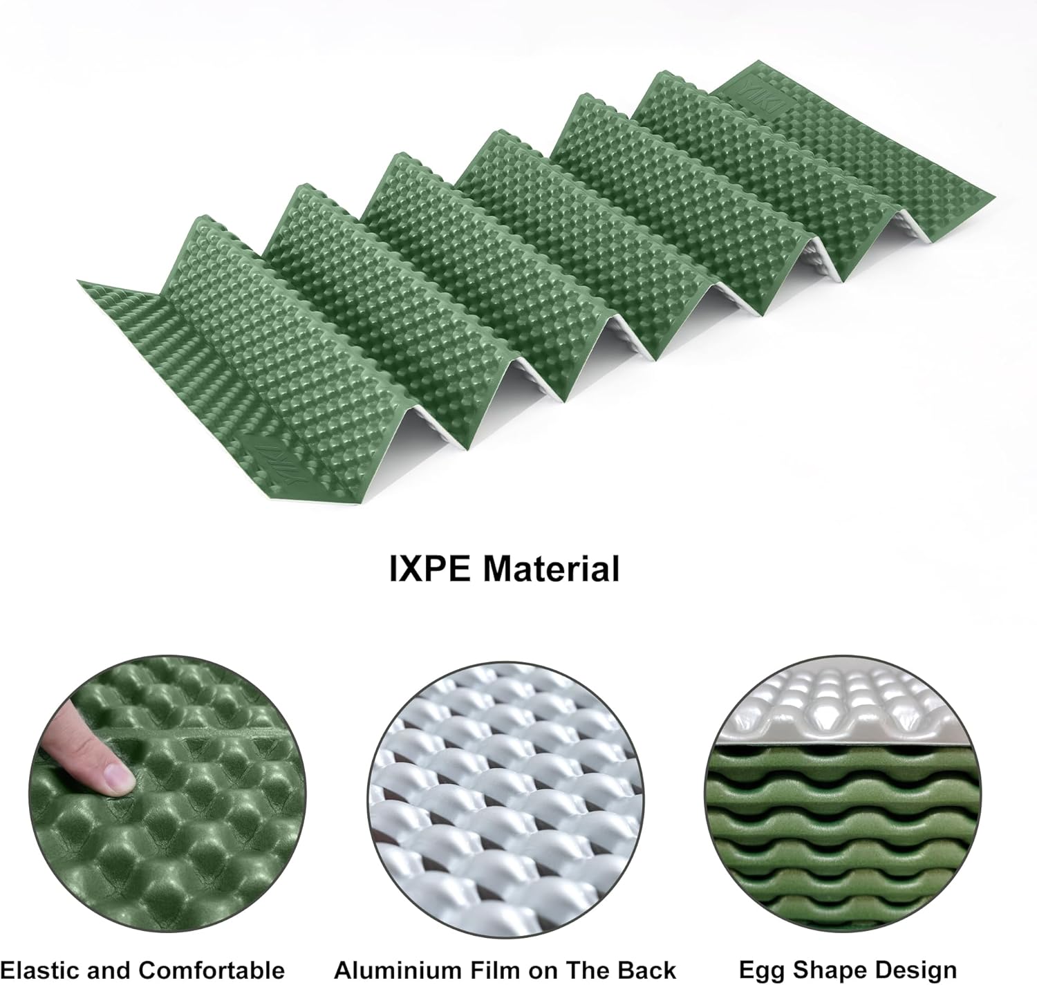 YIKI Closed Cell Foam Sleeping Pad for Camping, 72.8x22 inch, Ultralight Foldable Foam Sleeping Mat with Heat Reflective Layer, Waterproof Backpacking Pad for Hiking, Tent, Outdoor Use