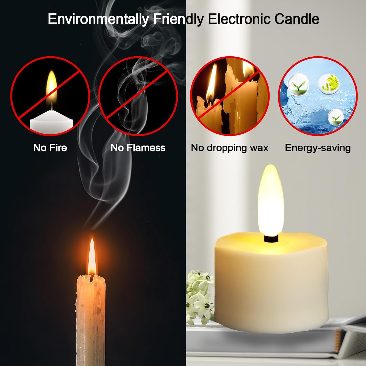 Rechargeable Candles with Remote, 6PCS Flickering LED Tea Lights Candles for Halloween Christmas Wedding Home Decor, Tea Lights Candles Battery Operated with Timer (USB Charging Cable Included)