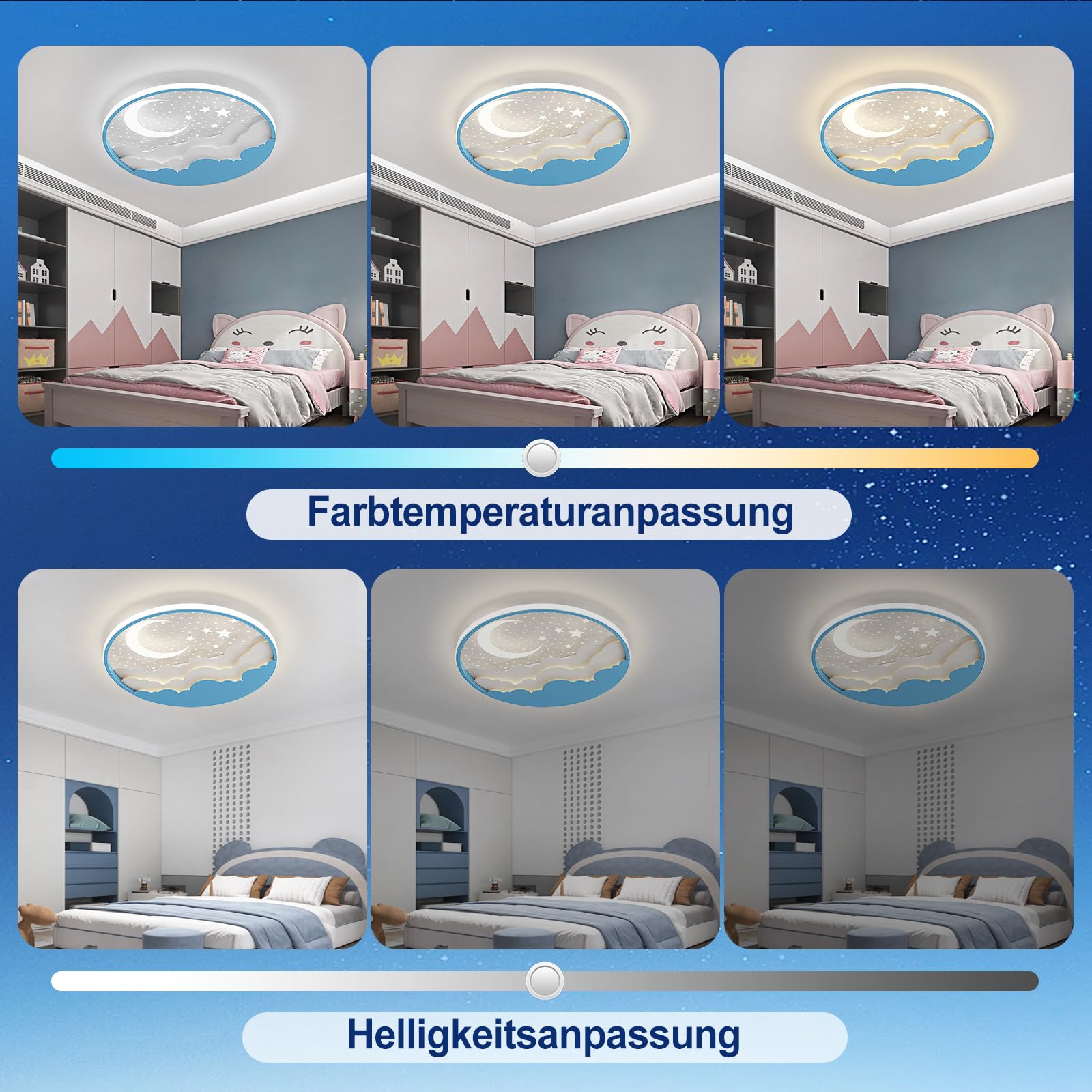 YZBEIMDAI Lampada da soffitto a LED per bambini, 50cm Stella Luna Plafoniera Cameretta Bambini Dimmerabile con Telecomando APP, 3000-6000K, Per Ragazzi Ragazze Cameretta