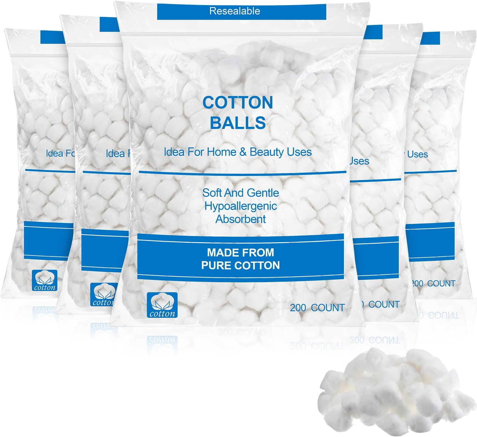 Swisspers Cotton Balls Jumbo Plus Size, 70 Count (Pack of