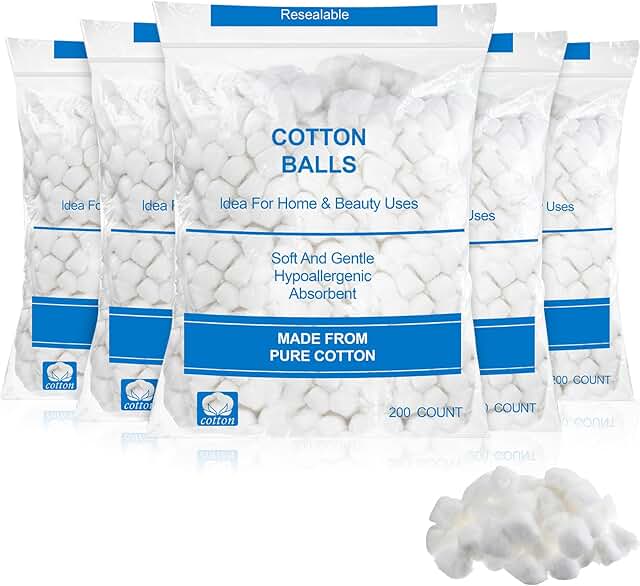 1000 Pcs Soft Cotton Ball Bulk Organic Medium Cotton Ball for Absorbent ...