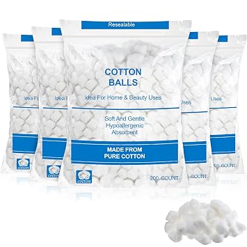1000 Pcs Soft Cotton Ball Bulk Organic Medium Cotton Ball for Absorbent Multipurpose Pure Nail Polish Remover Makeup Removal First Aid Face Crafting Cleaning Skin Applying Lotion