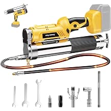 Cordless Grease Gun Compatible with DeWalt 20V Battery Tool Only, 12000PSI Electric Grease Gun with 2-in-1 Rotating Handle, 39.4" Hose & 4 Couplers, Works with Bulk & Cartridge Grease