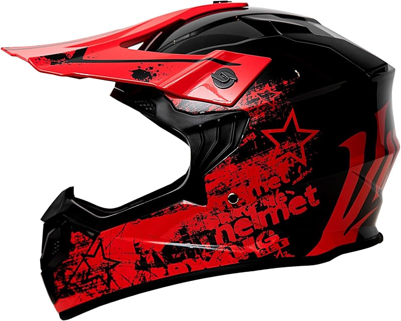 Helmblazia Gyerek Motocross Sisak Piros S Méret ECE R22.06 Tanúsítvánnyal Terepjáró Enduro Quad ATV Bukósisak Fiúknak Lányoknak