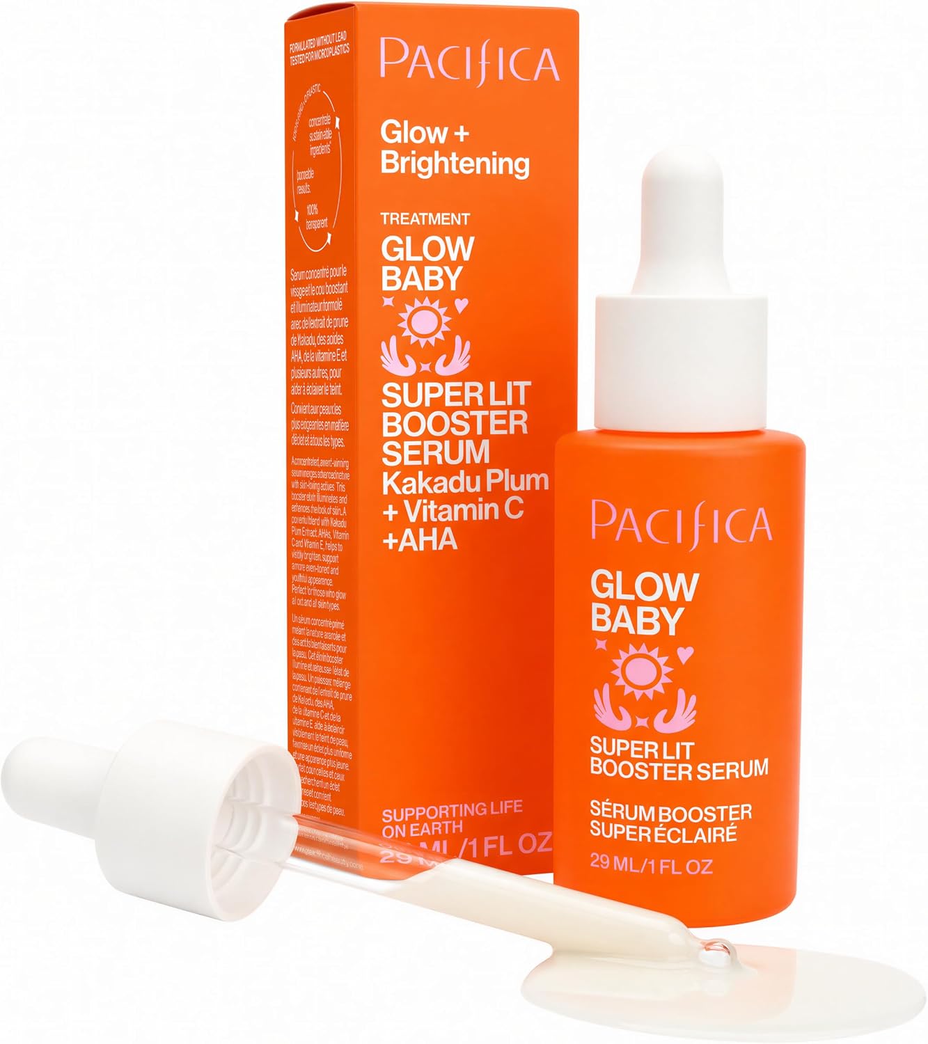 Pacifica Vitamin C Serum for Face – Glow Baby Brightening Facial Serum with Glycolic Acid – Vitamin C Booster Skin Care, Dark Spot Corrector, Vegan Skincare for Glowing Skin, Dermatologist Tested