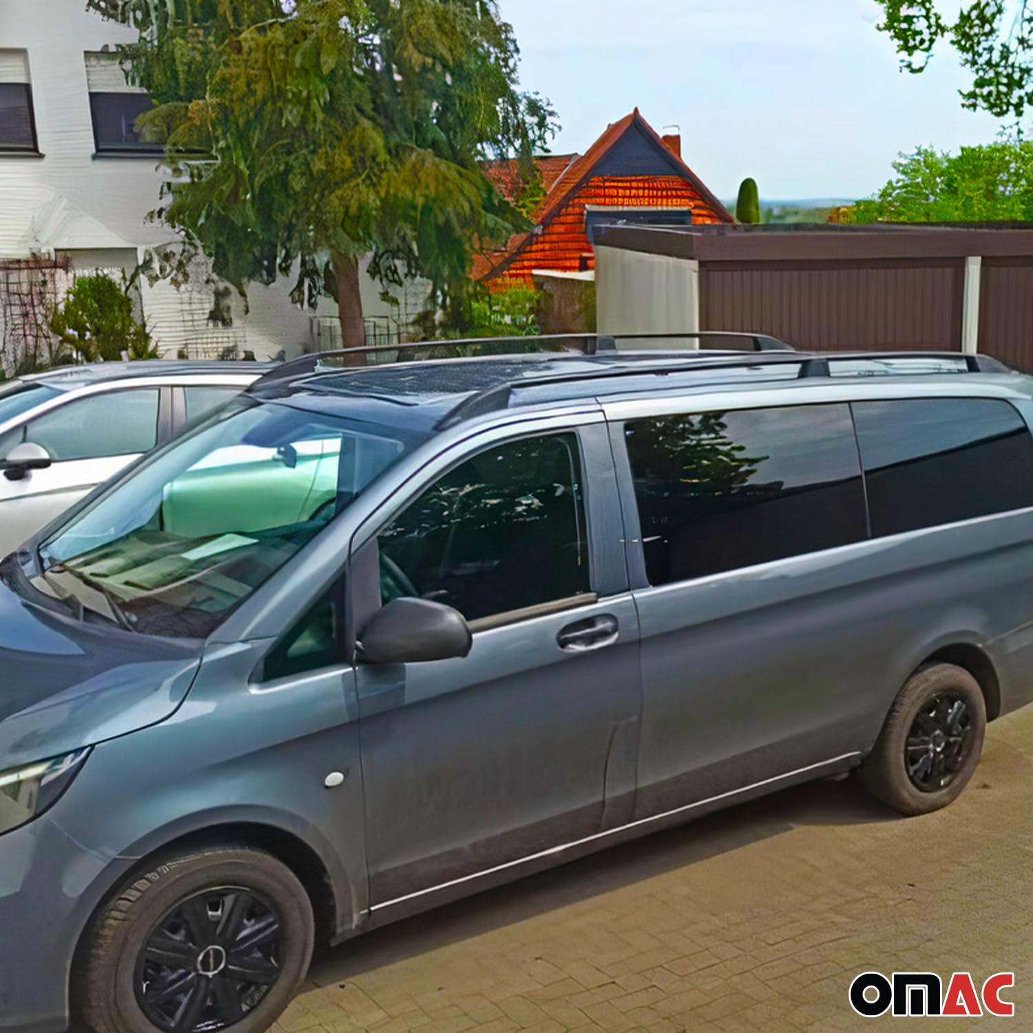 OMAC Relingi Dachowe Relingträger kompatybilny z VW T7 Multivan 2021-2026 Aluminium Czarny 2 Szt