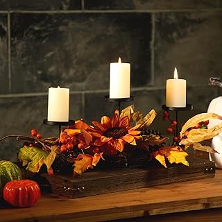 Thanksgiving Candle Holders Thanksgiving Centerpiece with 3 Candle Holders Thanksgiving Fall Maple Leaves Candle Holder Harvest Centerpiece Candle Holder for Festival Home Decoration