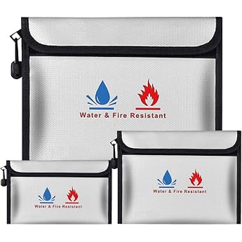 Fireproof Bag Document Bag   Set of 3 Fireproof Waterproof Bag Case Bag Container for Documents Passport Bank File Money Valuables
