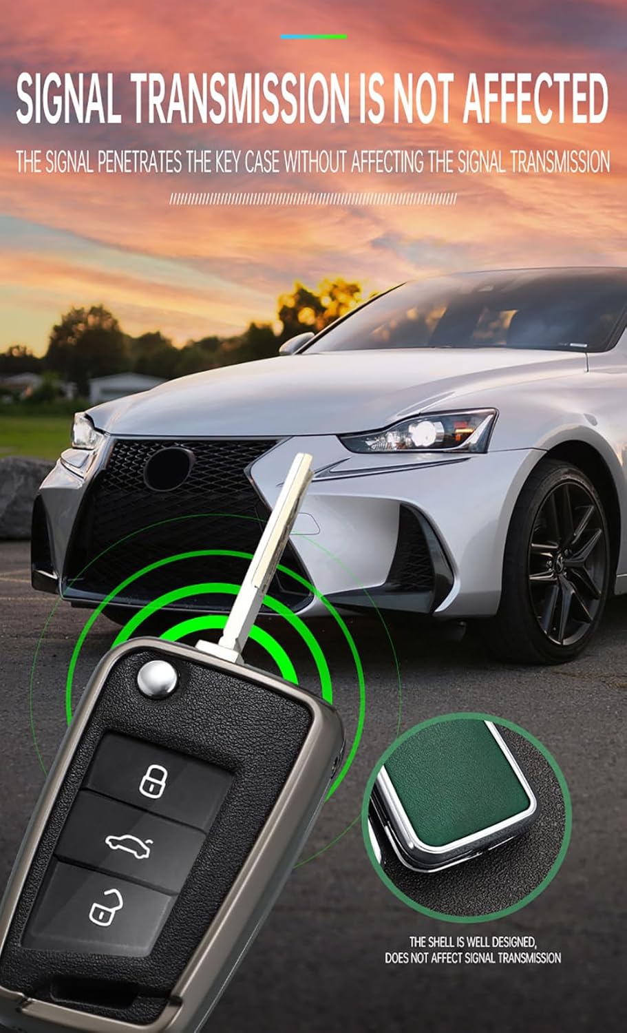 SANRILY PU Leather 3/4 Button Flip Key Fob Cover Fit for VW Tiguan Altas 2022 Golf GTI Jetta Arteon Fit for Audi A1 2021 for Skoda Keyless fit for Volkswagen Key with Weaving Keyring Silver-Blue