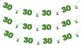 Golf Birthday Party Decoration, 3pcs Golf Themed 30th Garland Banner Golf Grass Garland No DIY for Men Women Golf Sport Lover 30 Thirty Year Old Birthday Wedding Anniversary Party Decoration