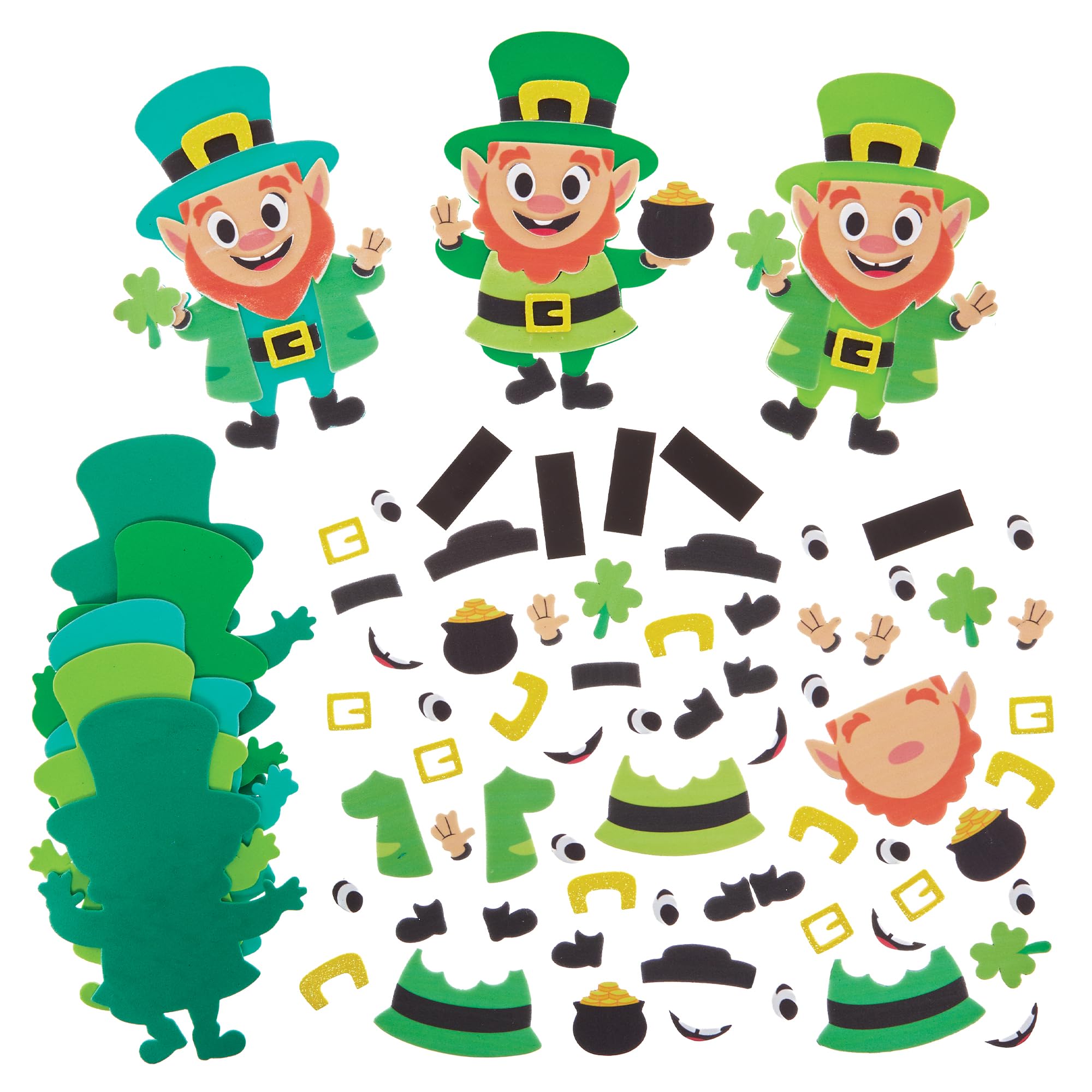 Baker Ross FX985 Leprechaun Mix and Match Magnet Kits - Pack of 8, St Patricks Day Craft Kits for Kids
