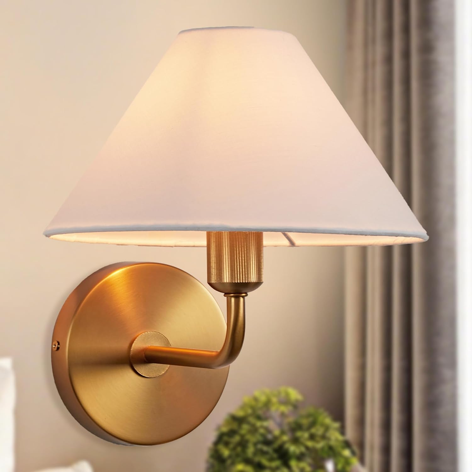 Elegant Linen Glow Sconce - Modern Architectural Lighting, Tapered Shade Sophistication Wall Sconce, Wall Light for Bedroom, Living Room, Lounge Room