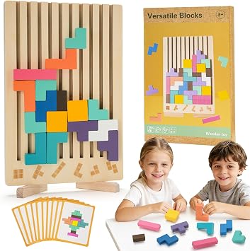 3D Wooden Block Puzzle Toy for Kids Ages 3-6, Russian Stacking Board Game
