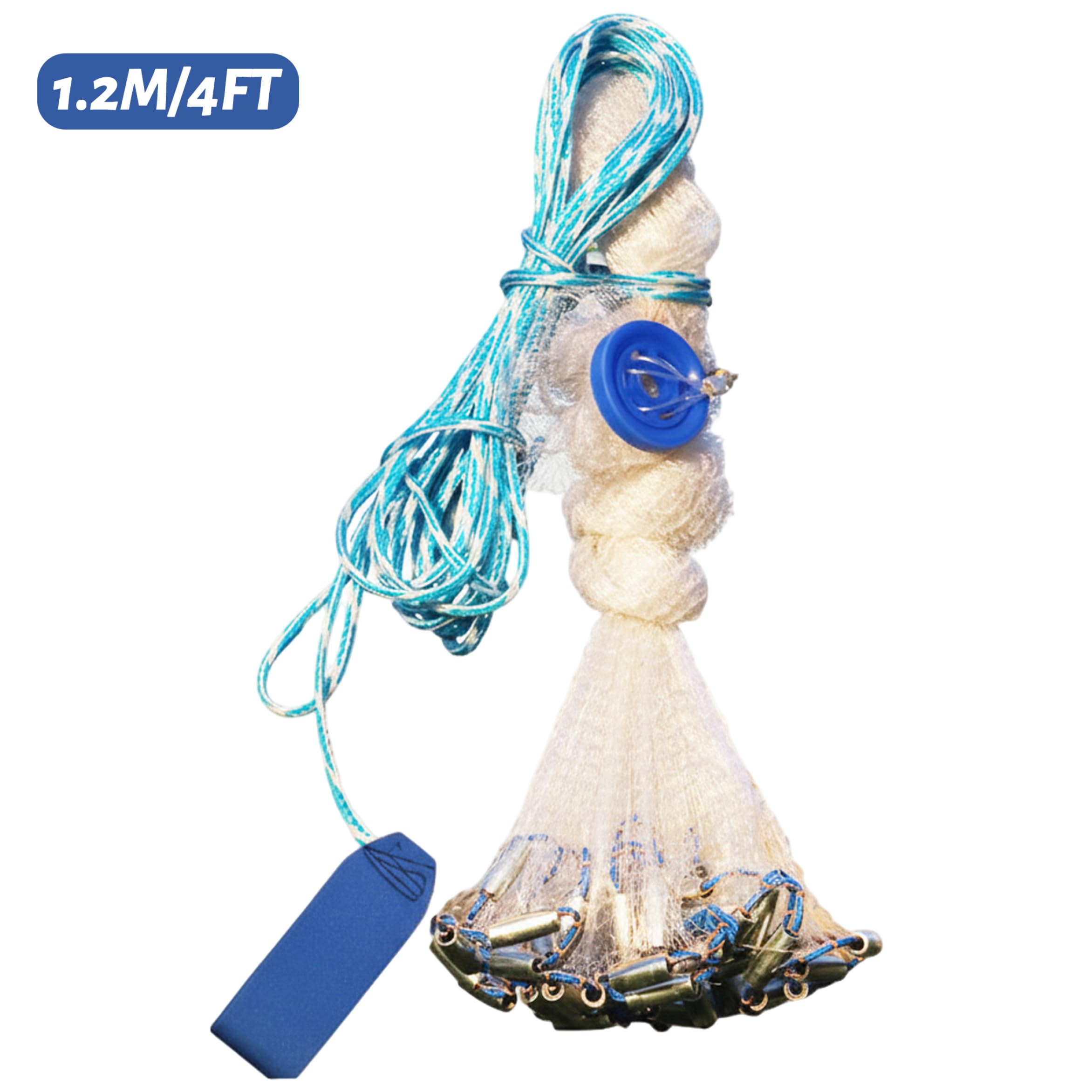 Filet de pêche, Filet de Lancer Facile avec chaîne et plombs, Filets pêche, idéal pour l'eau salée et l'eau Douce