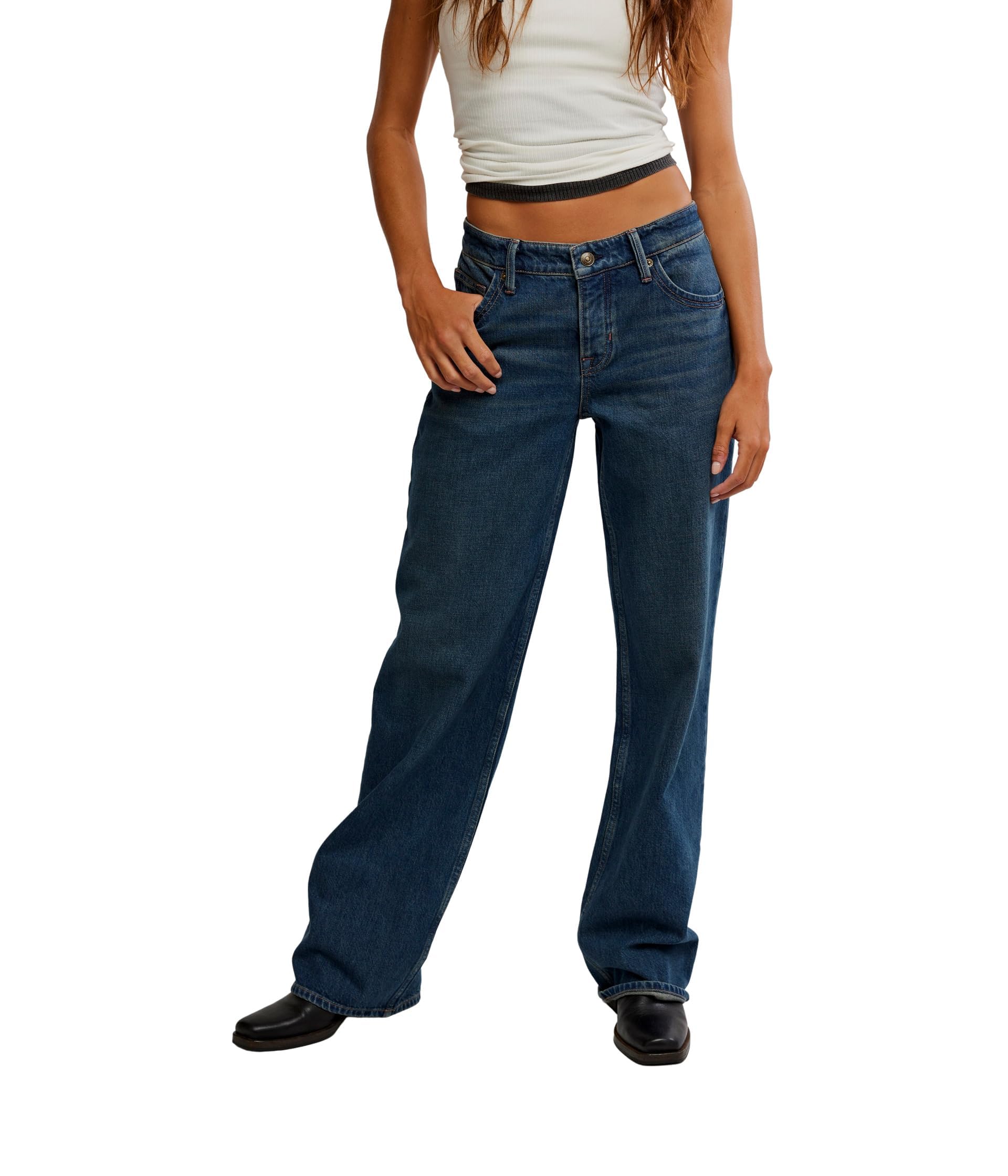 Jean low rise BF Tennessee Free People en coton pour femme
