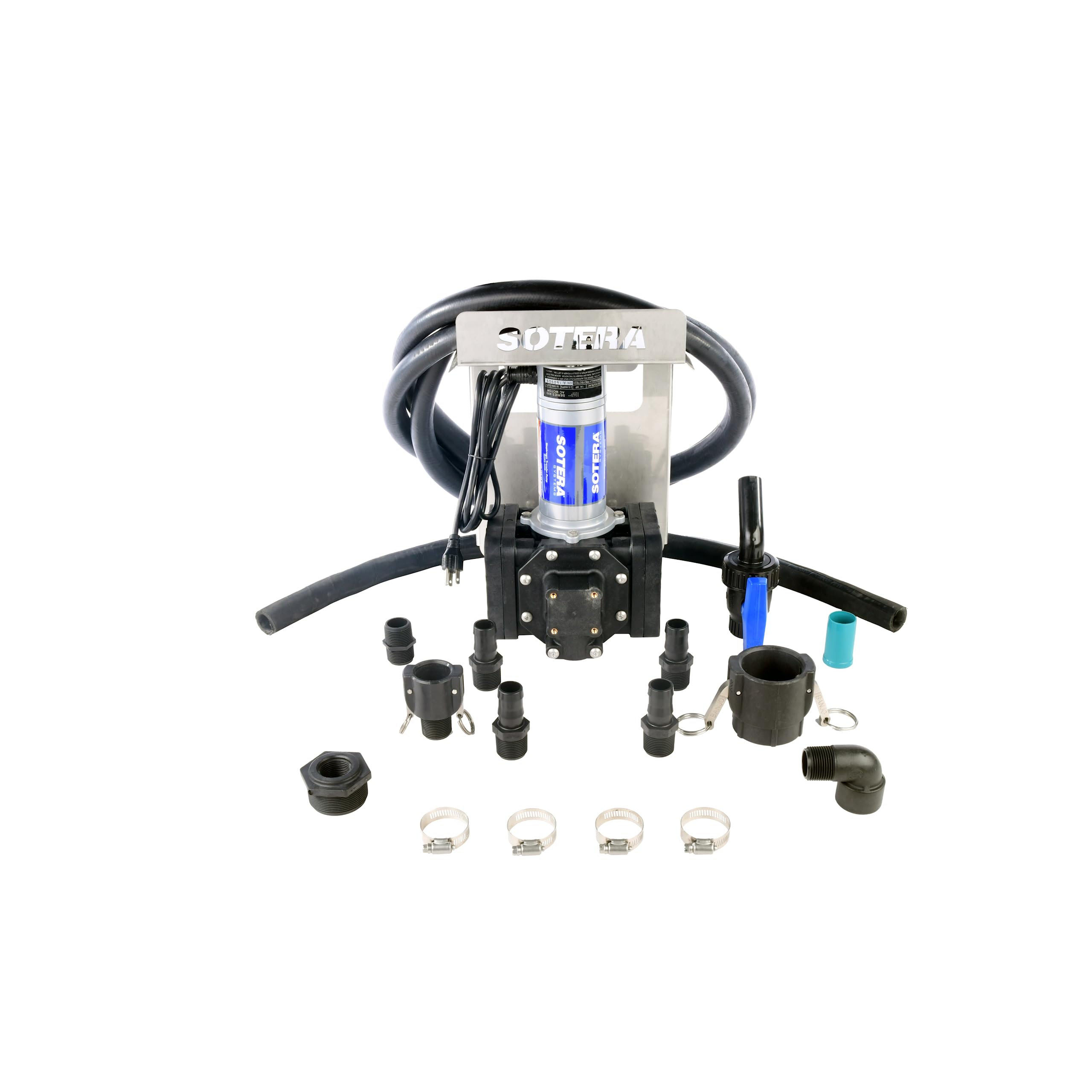 Fill-Rite SS470B 115V AC Chemical Transfer Pump Bundle with IBC Mount, Hose, & Suction Pipe - Heavy Duty Viscous Fluid Transfer Pump - Supports