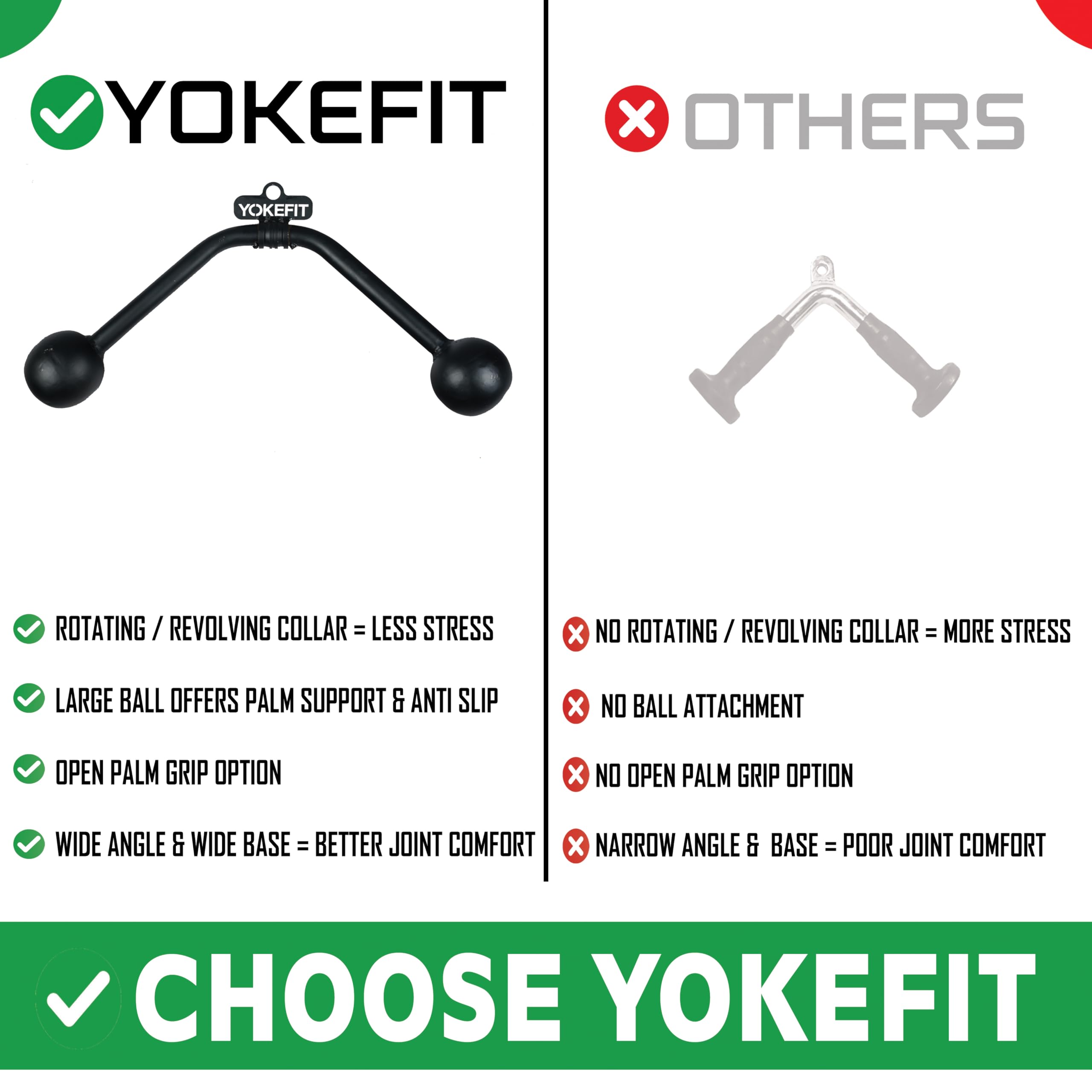 Fitness Health FH Heavy Duty Gym V Bar Grip Steel Pull Down Cable Attachment