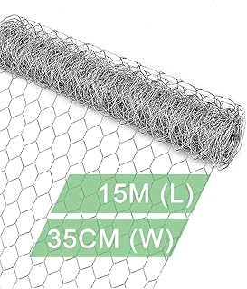 Garden Poultry Chicken Wire Netting - 35CM × 15M Garden Fence Animal Barrier, Chicken Wire for Crafts, 1-inch Mesh Poultry Netting Fence, Pet/Rabbit/Chicken Wire Fencing