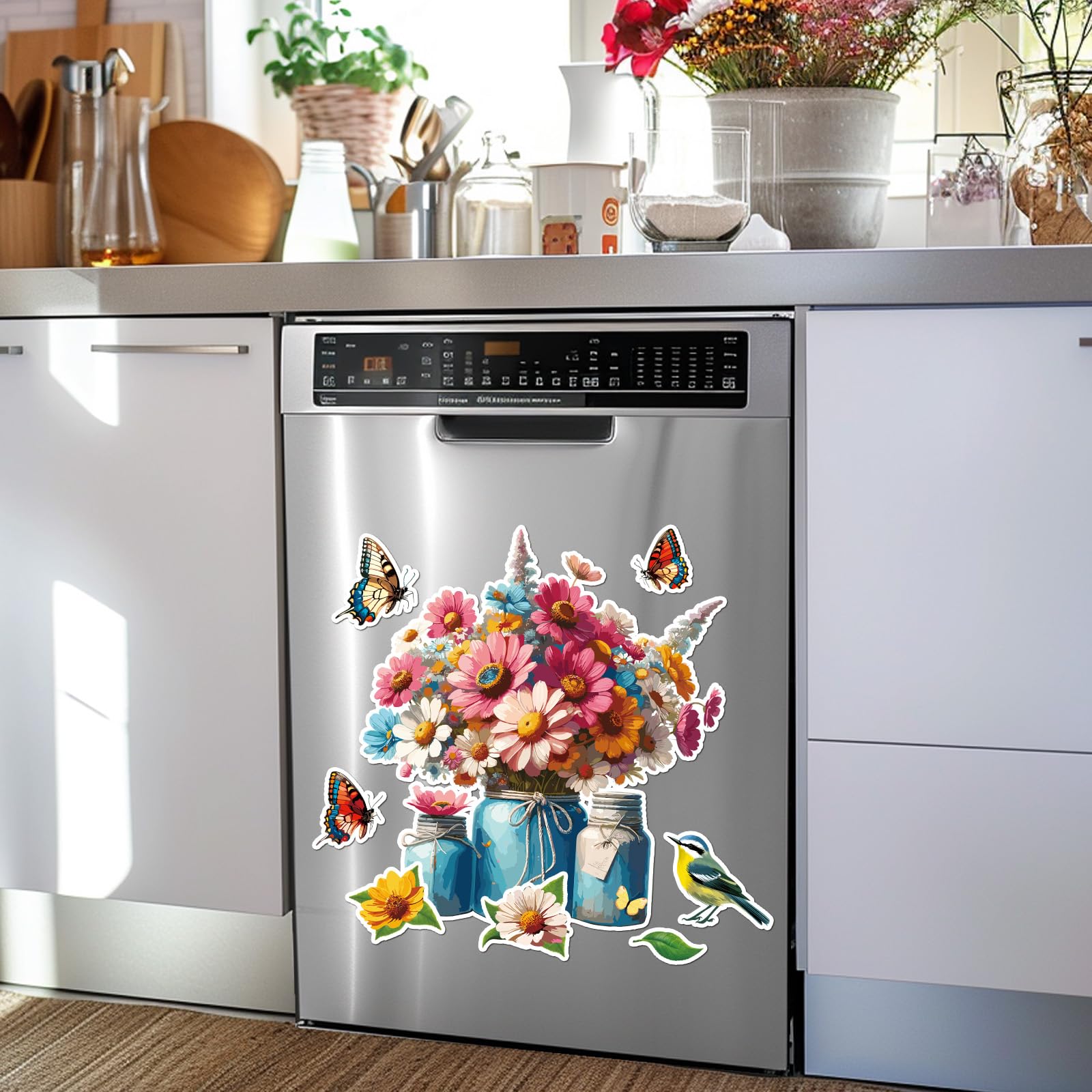 Cubierta Magnética Para Lavavajillas Naanle, Mármol Blanco Y Negro