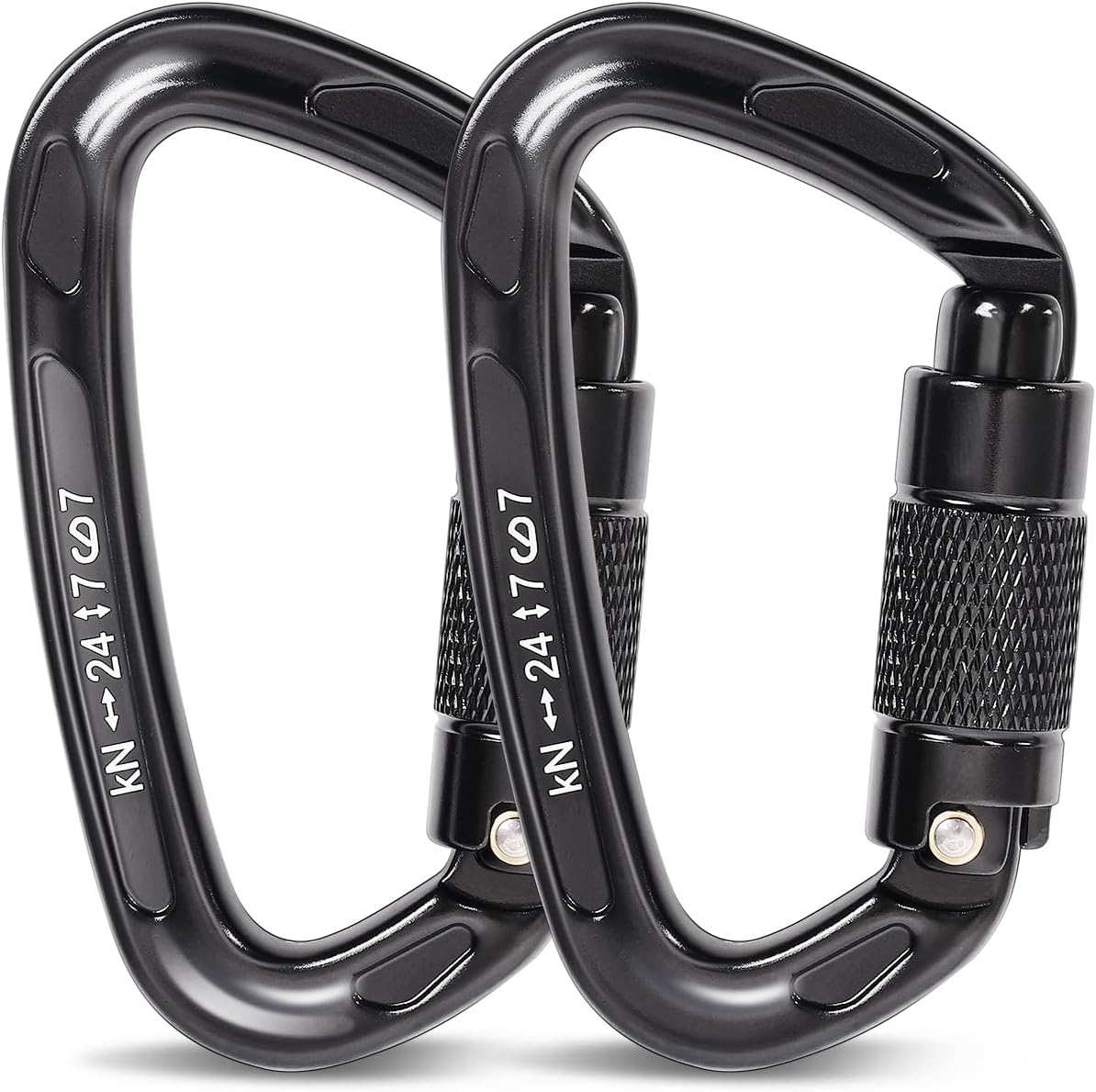 Auto Locking Carabiners 24KN (Major Load 5400 lbs) Heavy Duty Spring Lock Carabiners, Secure Climbing Carabiner with Keylock Gate for Rock Climbing, Rescue, Aerial Work, Camping 2 Pack