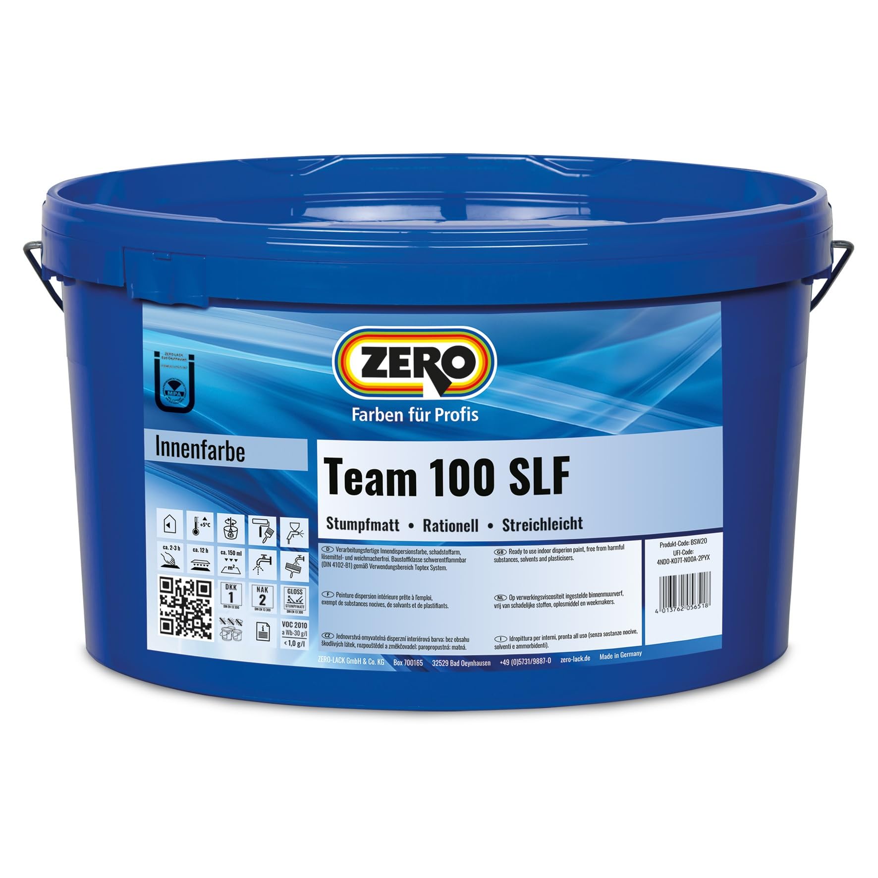 ZERO Team 100 SLF weiß 12,5 l, Innenfarbe, matt